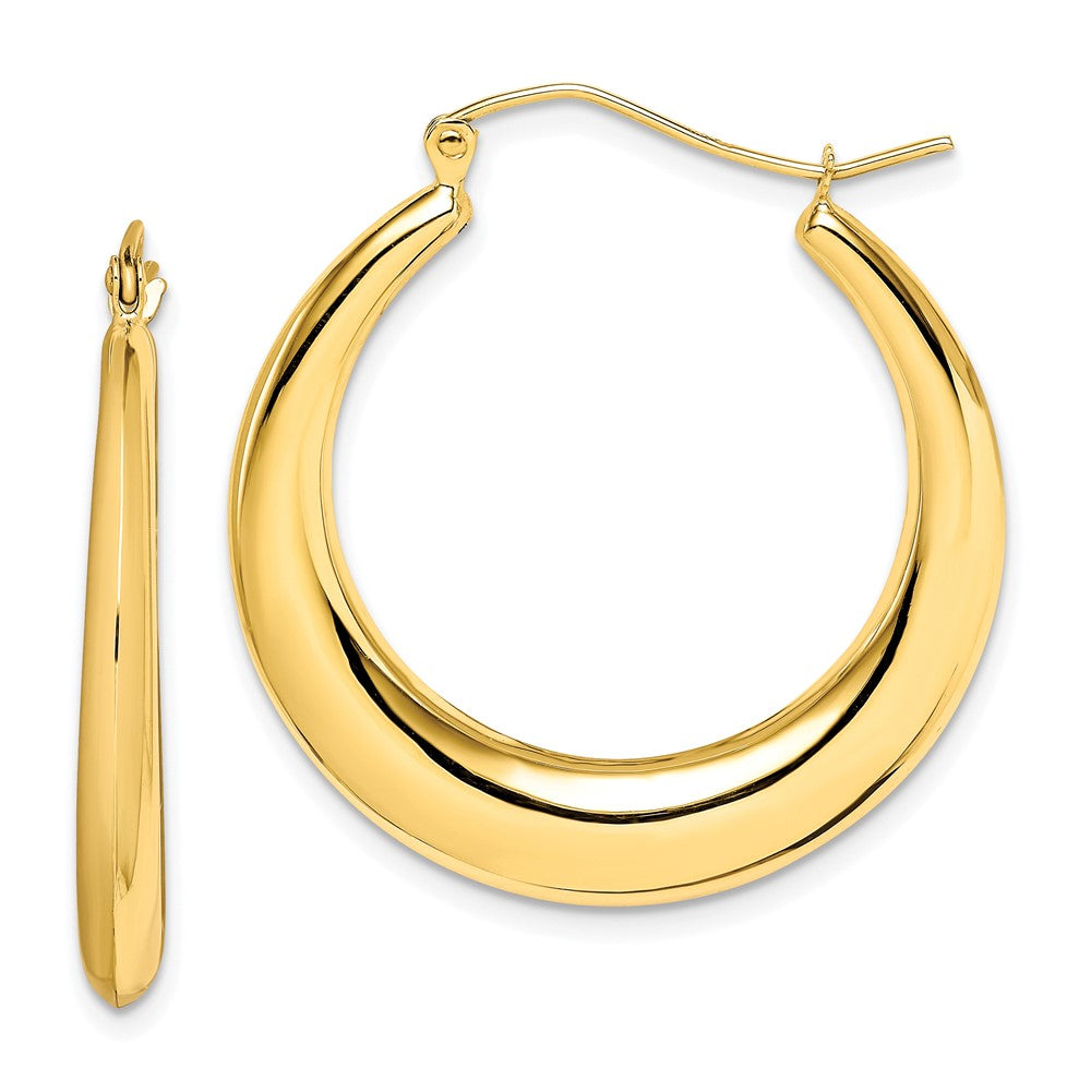 Polished;10K Yellow gold;Hollow;Hinged post