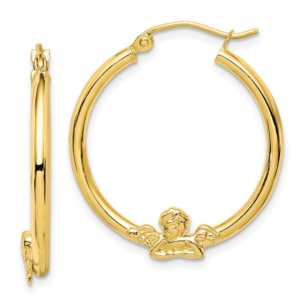 Polished;10K Yellow gold;Hollow;Hinged post