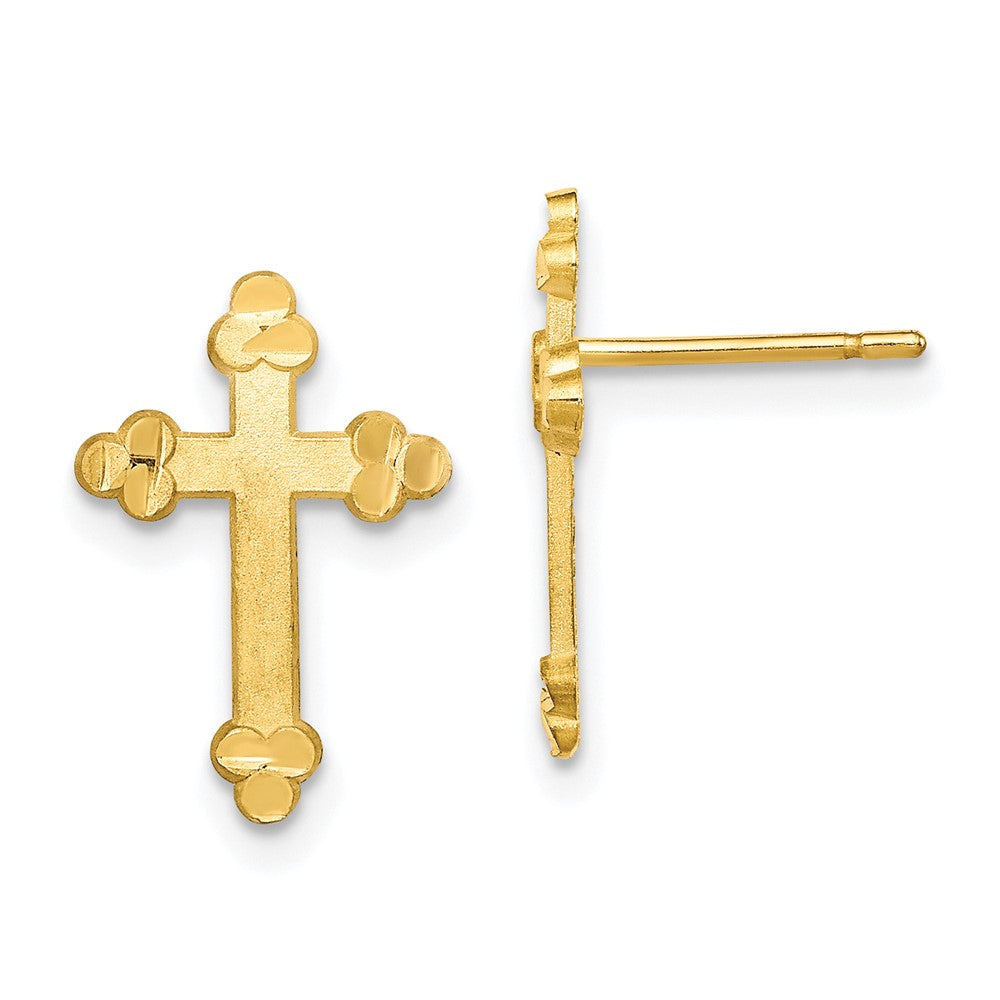 Solid;Diamond-cut;Satin;10K Yellow gold;Post