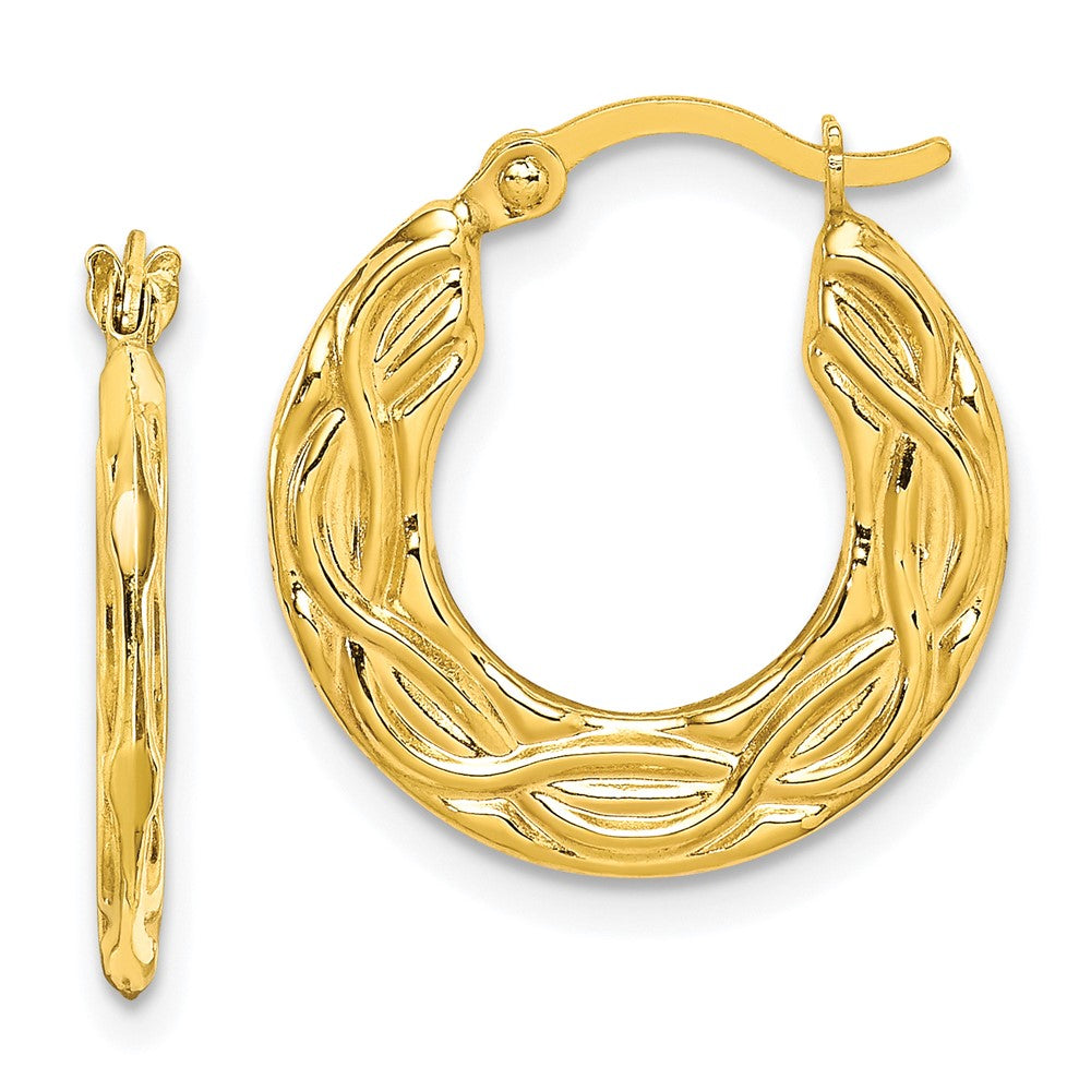 10K Yellow gold;Hollow;Hinged post;Patterned