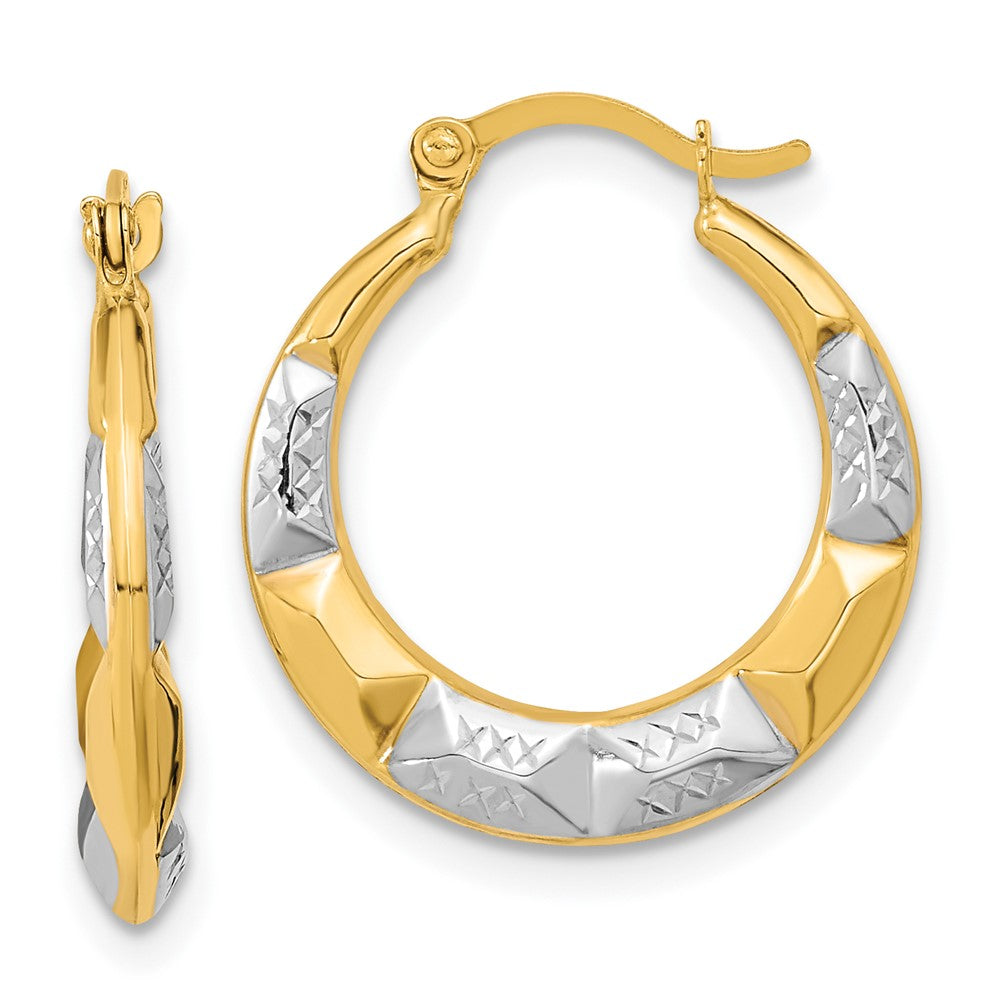 Polished;10K Yellow gold;Hollow;Hinged post;Textured