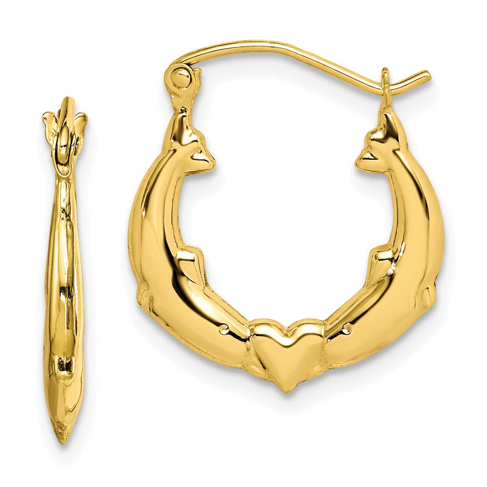 Polished;10K Yellow gold;Hollow;Hinged post