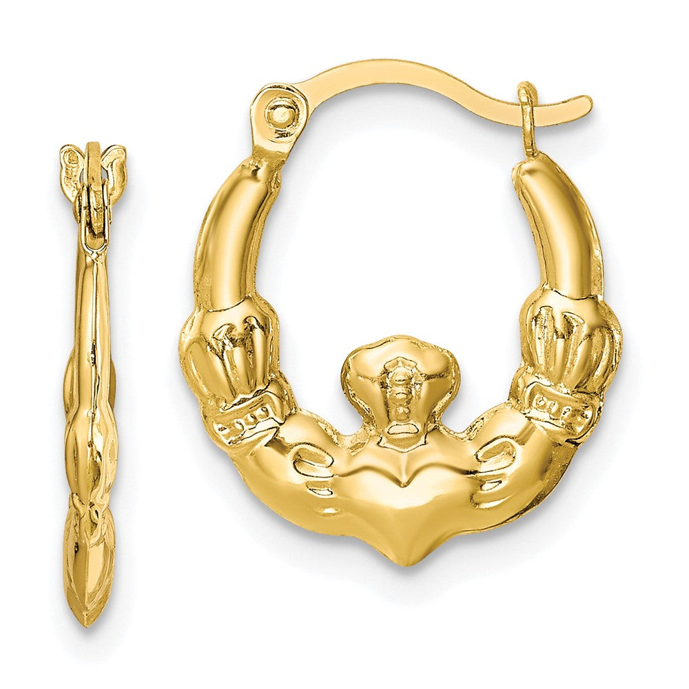Polished;10K Yellow gold;Hollow;Hinged post