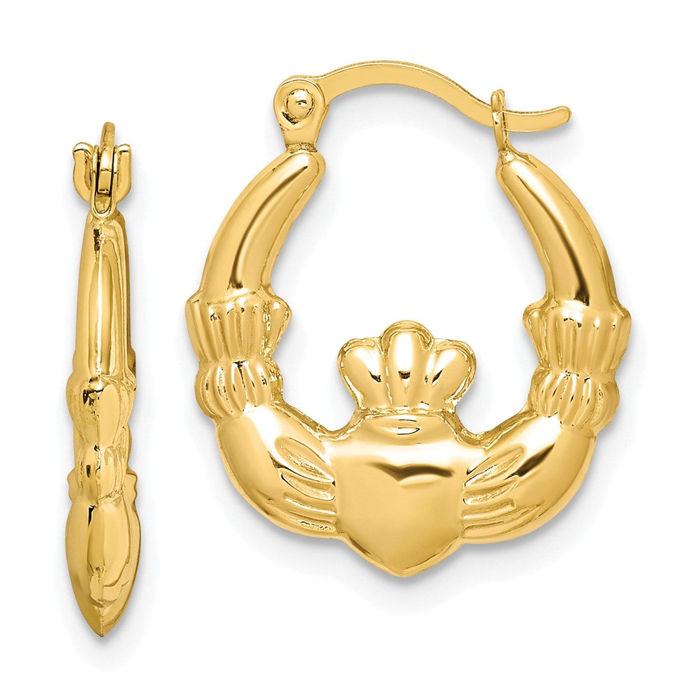 Polished;10K Yellow gold;Hollow;Hinged post