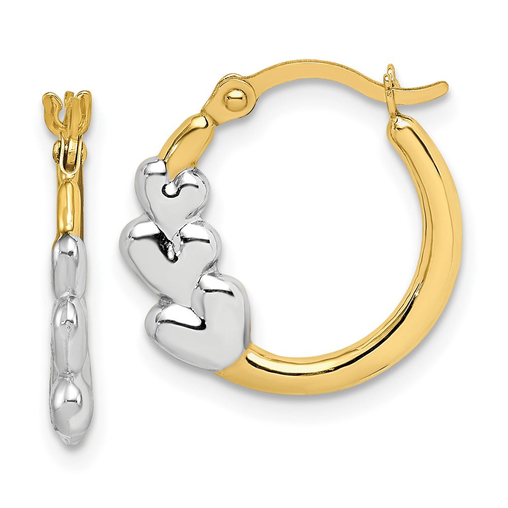 Polished;10K Yellow gold;Hollow;Hinged post;Rhodium