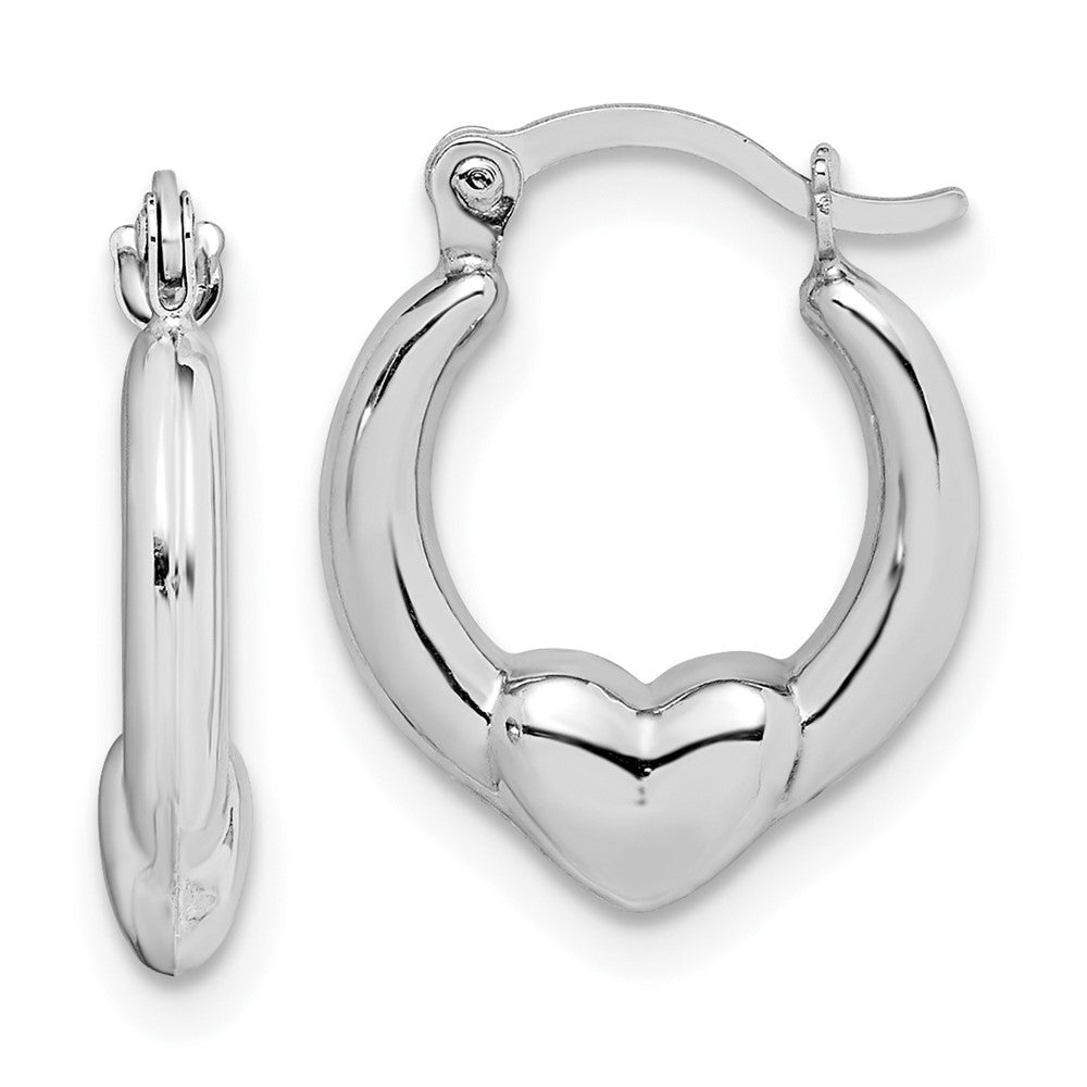 Polished;Hollow;Hinged post;10K White gold