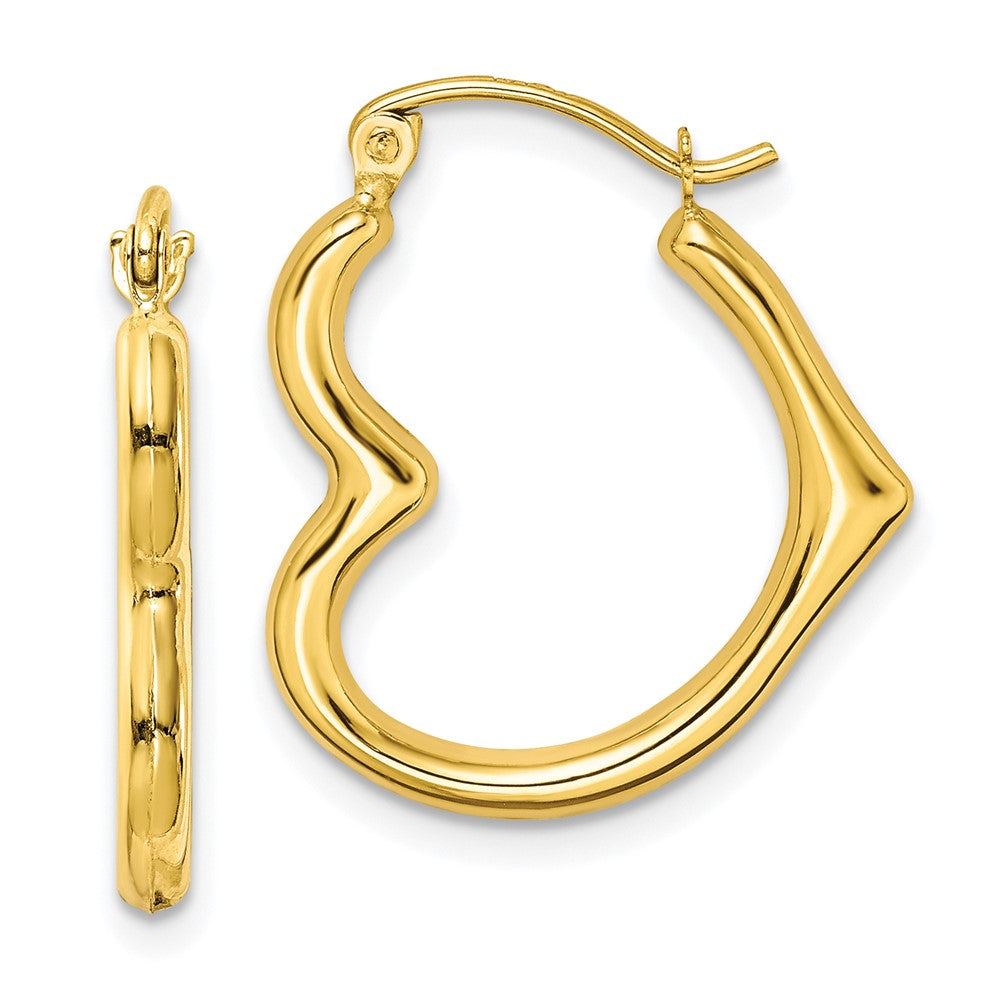 Polished;Hollow;Hinged post;18k Yellow gold