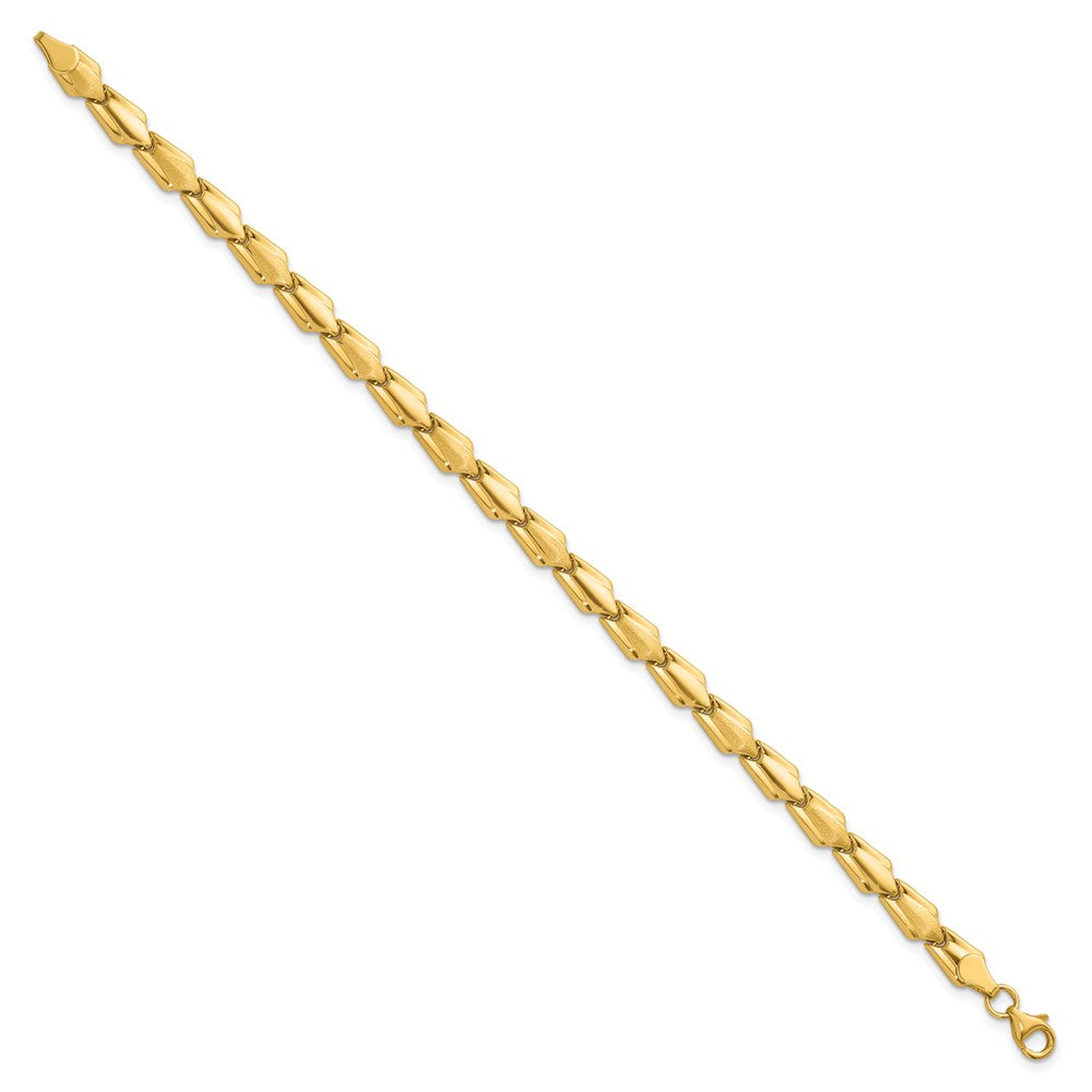 10K Polished and Satin Fancy Link 7.5 inch Bracelet