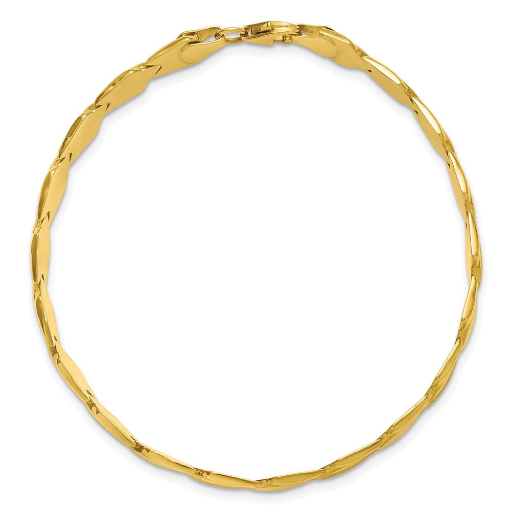 10K Polished and Satin Fancy Link 7.5 inch Bracelet