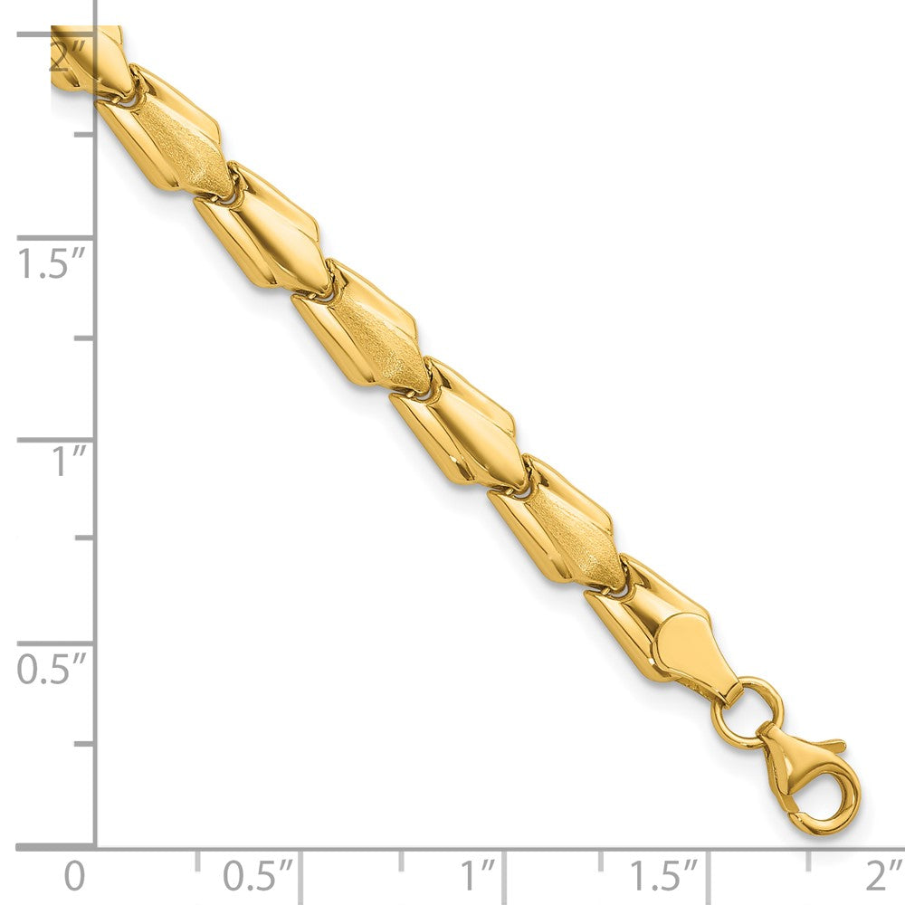 10K Polished and Satin Fancy Link 7.5 inch Bracelet