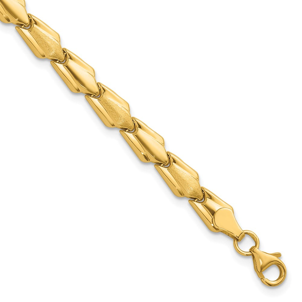 10K Polished and Satin Fancy Link 7.5 inch Bracelet