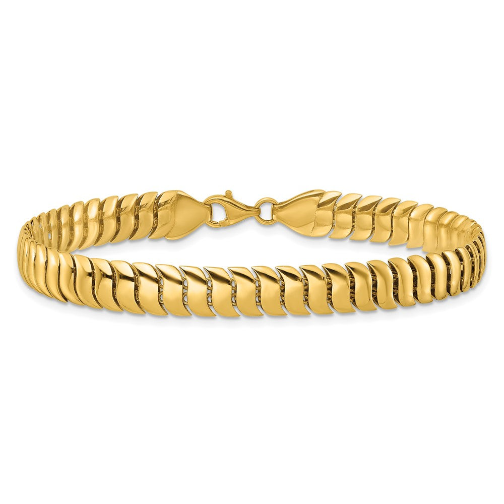 10K Polished Fancy Herringbone Link 7.5 inch Bracelet