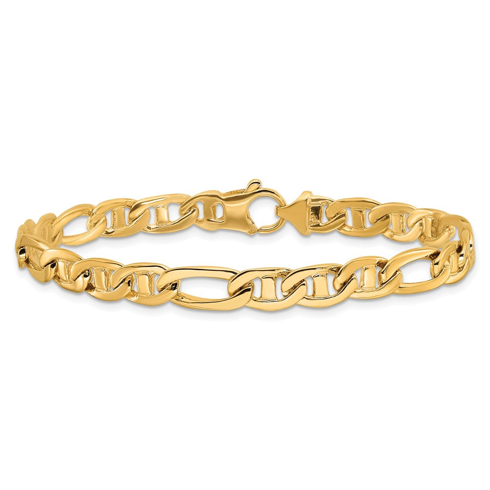 10k 6.5mm Solid Hand-polished 3 & 1 Flat Anchor Chain