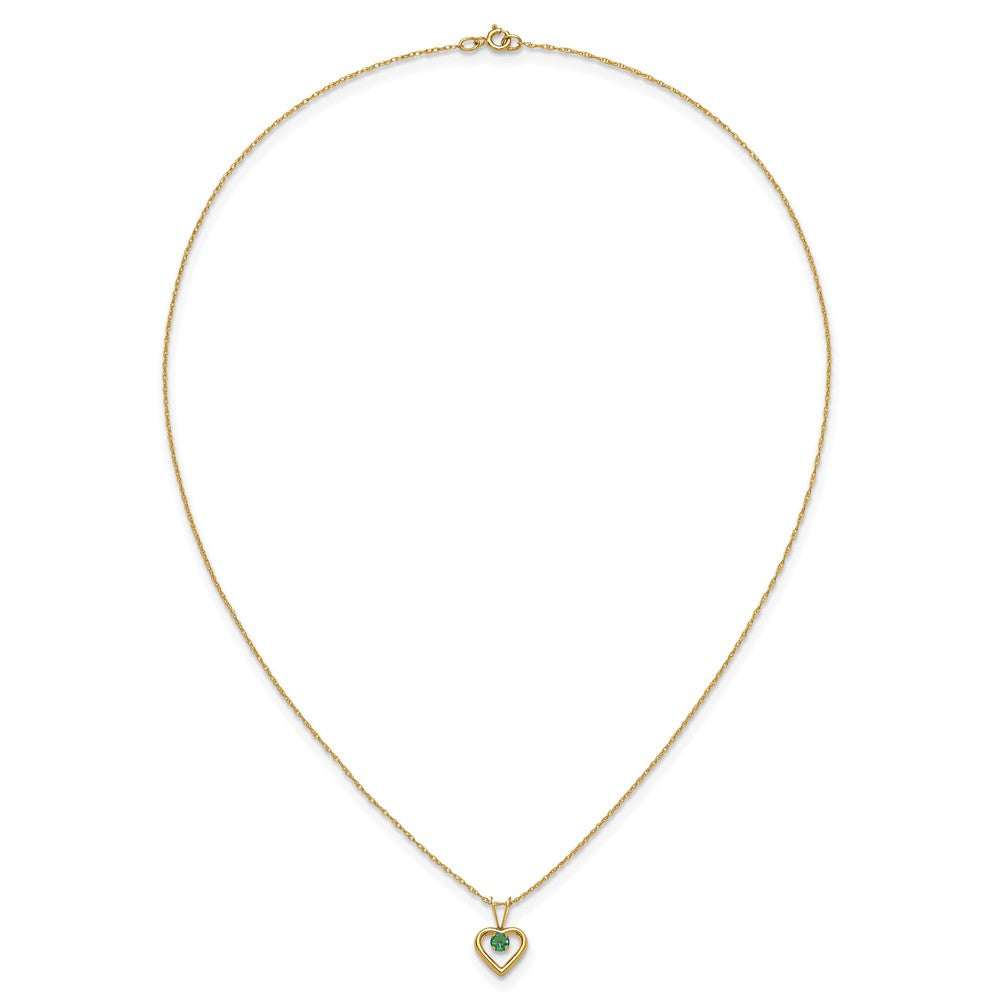 10k Madi K 3mm Emerald Heart Birthstone Necklace