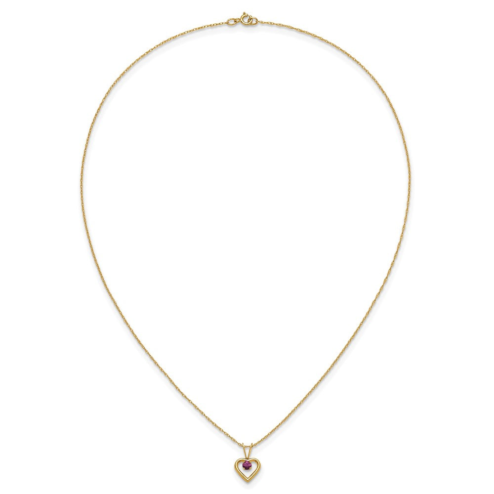 10k Madi K 3mm Rhodolite Garnet Heart Birthstone Necklace