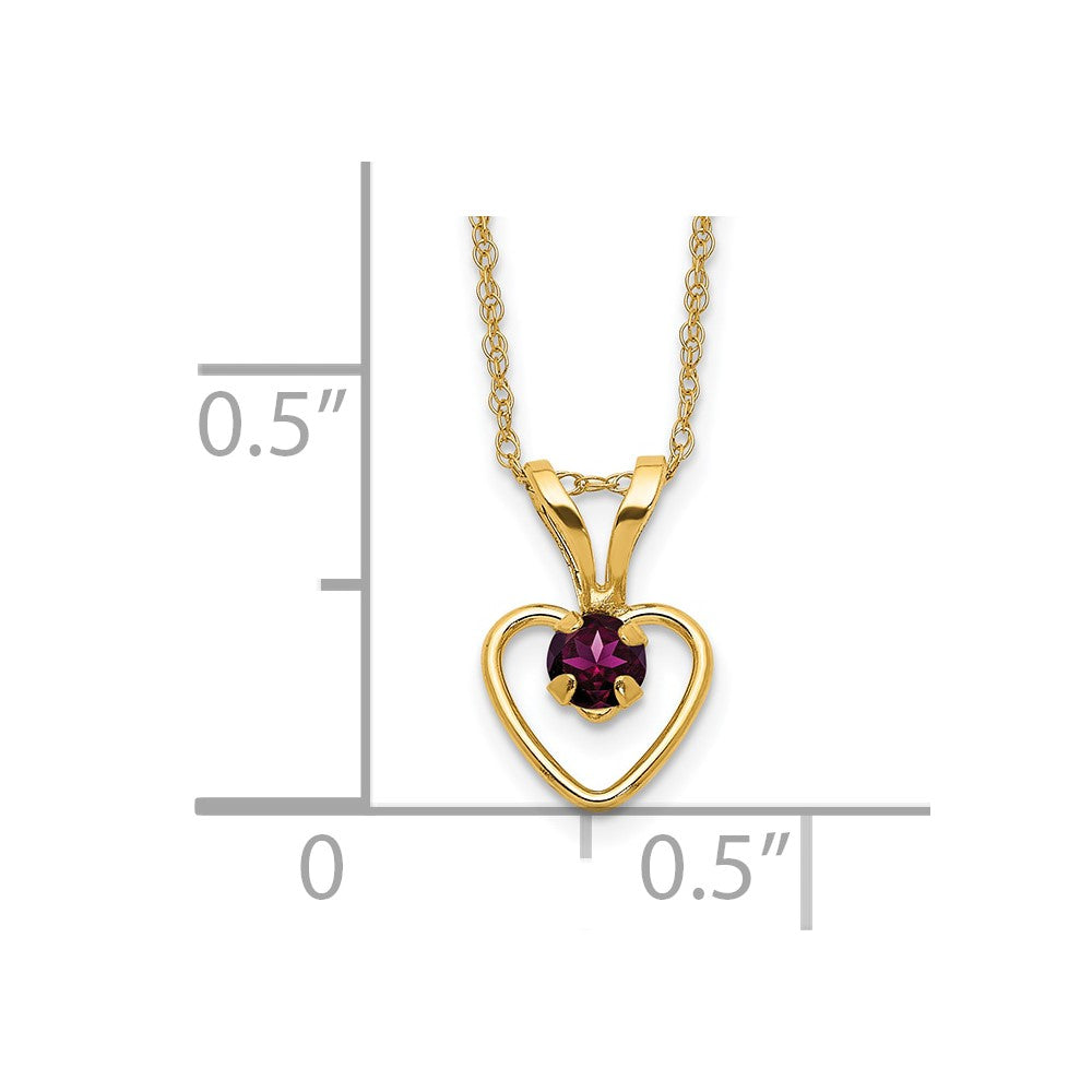 10k Madi K 3mm Rhodolite Garnet Heart Birthstone Necklace