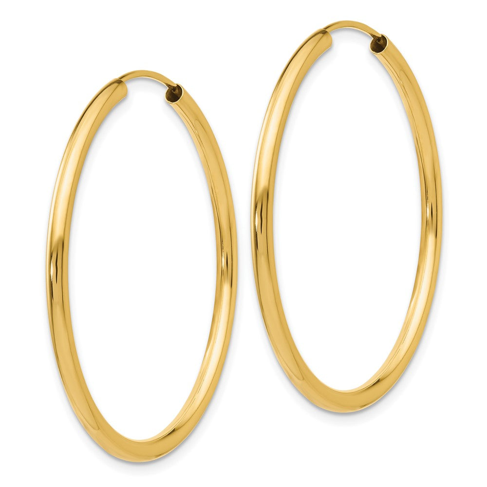 10k Polished Round Endless 2mm Hoop Earrings