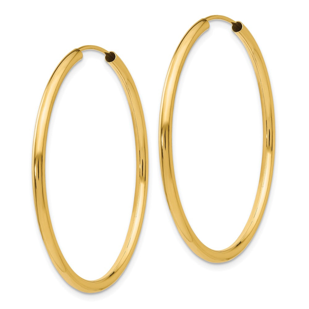 10k Polished Round Endless 2mm Hoop Earrings
