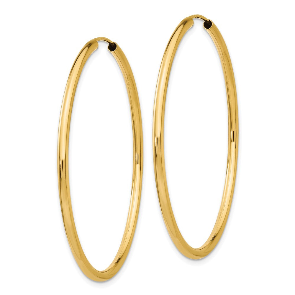 10k Polished Round Endless 2mm Hoop Earrings