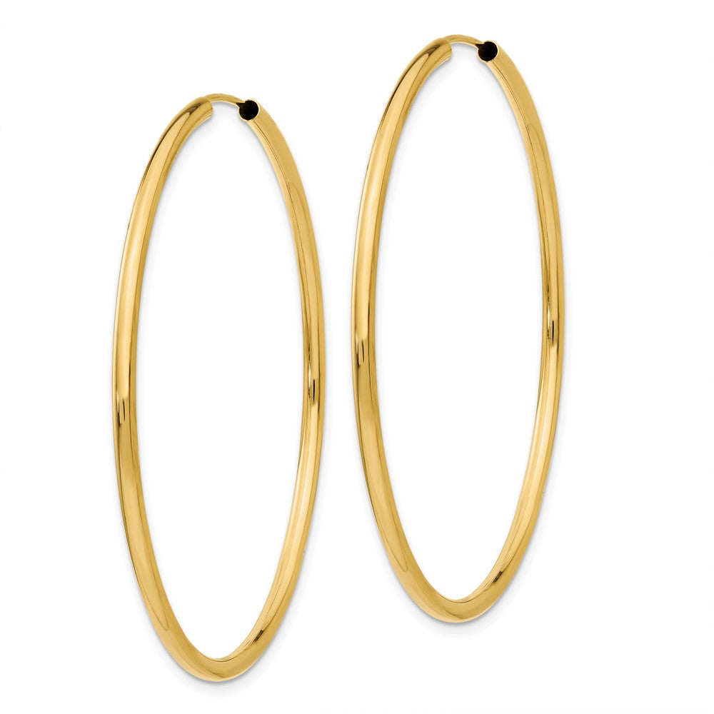 10k Polished Round Endless 2mm Hoop Earrings