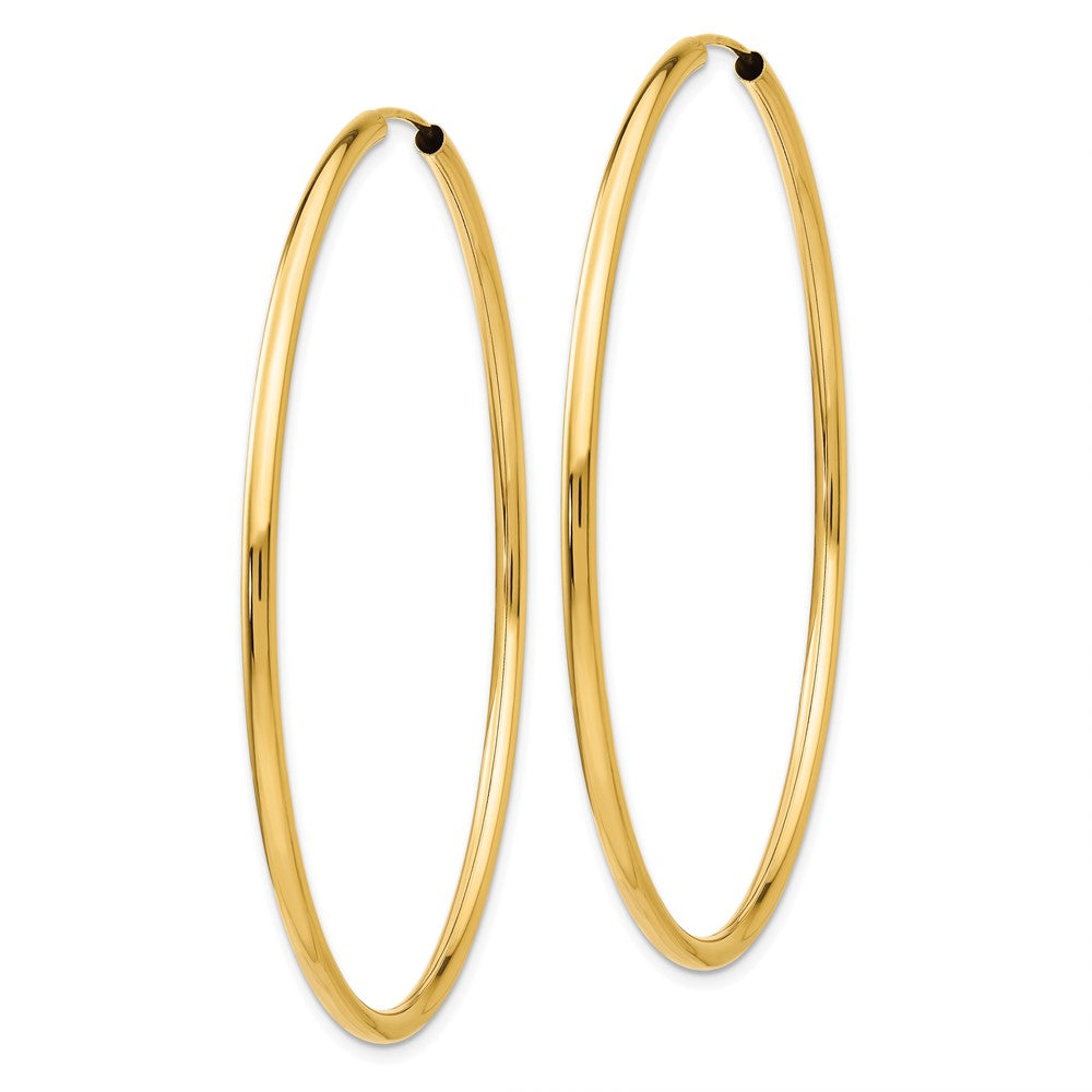 10k Polished Round Endless 2mm Hoop Earrings