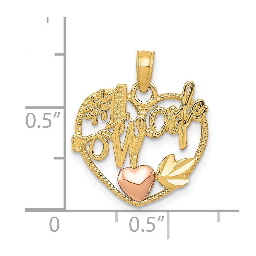 10k Two-tone #1 WIFE  Heart Pendant
