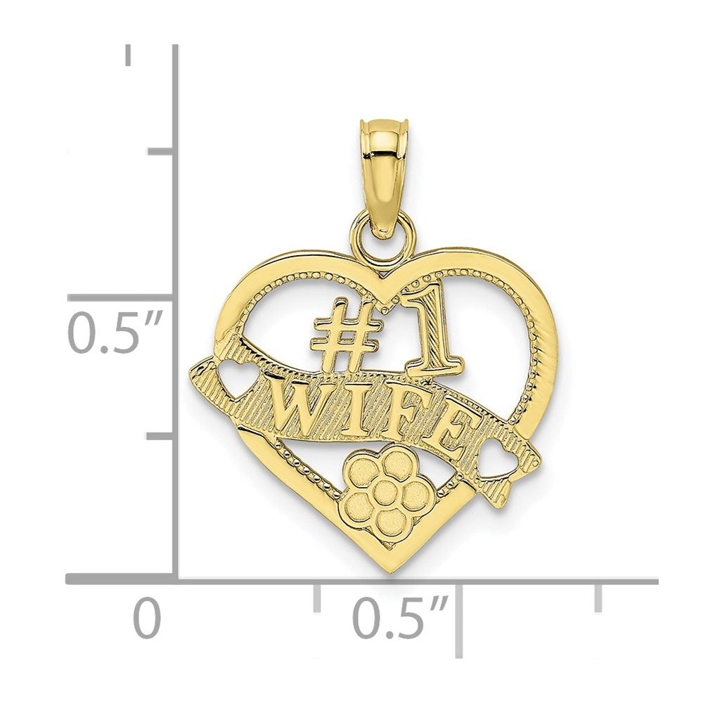 10K #1 WIFE Heart Pendant