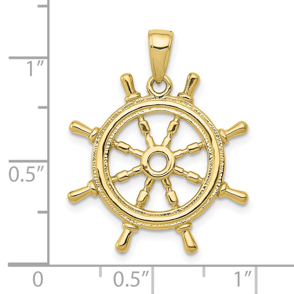 10K  3D Ships Wheel Pendant