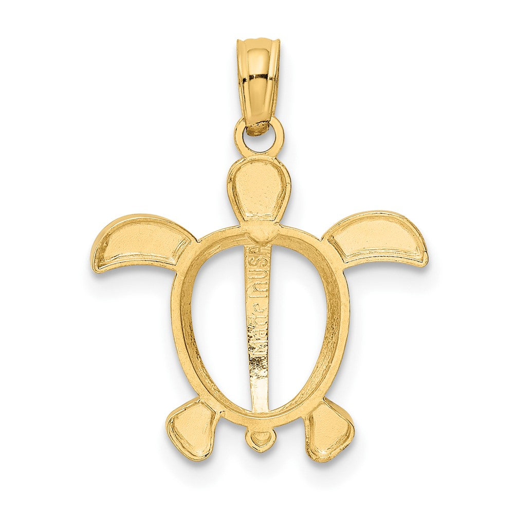10K w/Rhodium Turtle Pendant