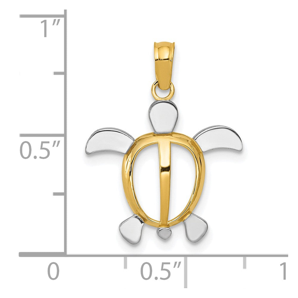 10K w/Rhodium Turtle Pendant