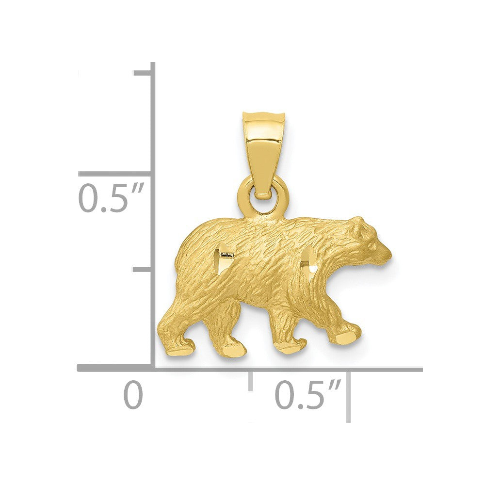 10K Diamond-cut Bear Pendant