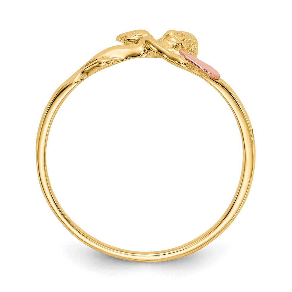 10K Two-tone Angel & Satin Heart Ring