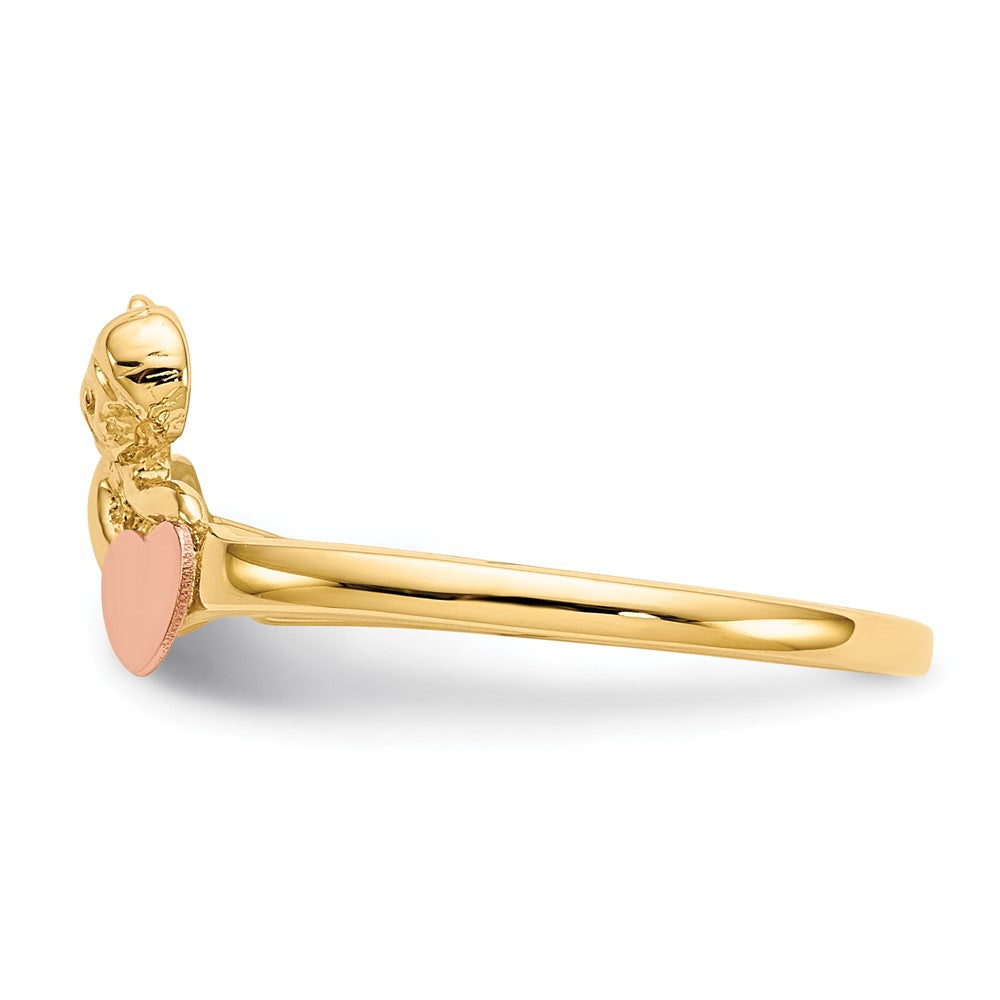 10K Two-tone Angel & Satin Heart Ring