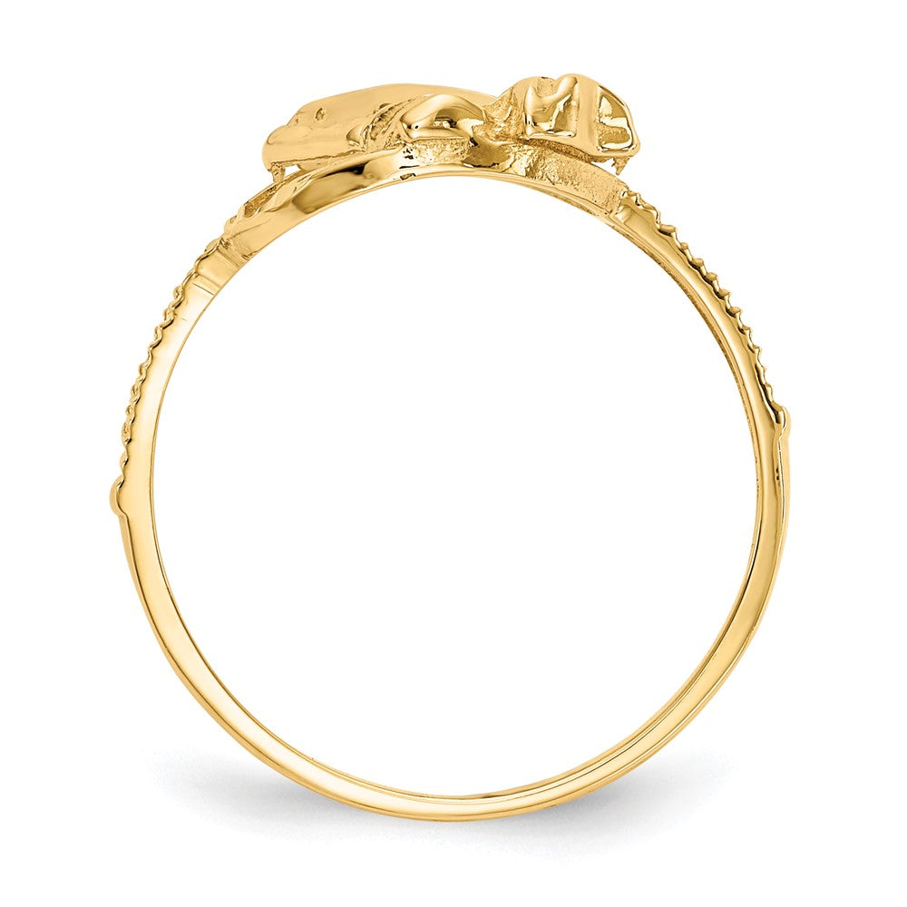 10K Two-tone Diamond Cut Praying Hands Cross Ring