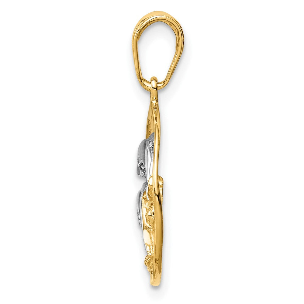 10K w/Rhodium Double Dophins Charm