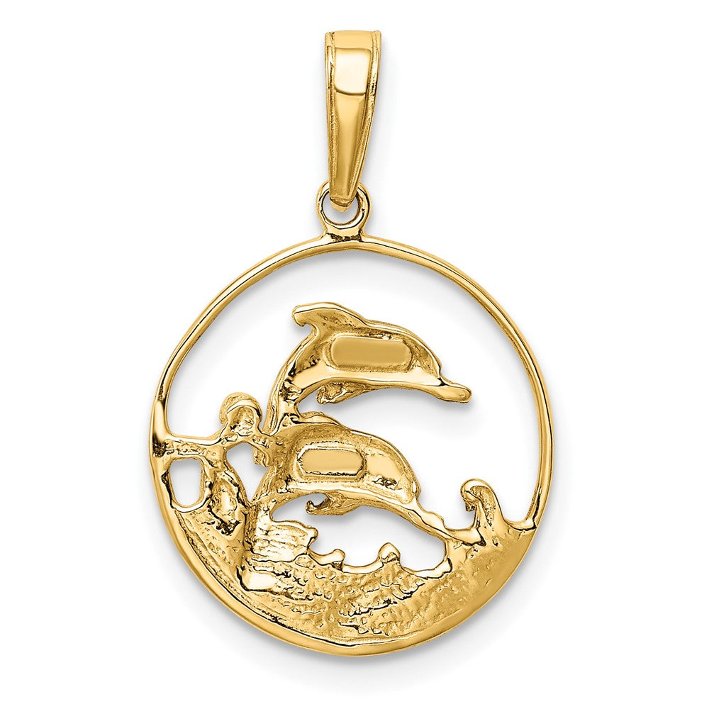 10K w/Rhodium Double Dophins Charm