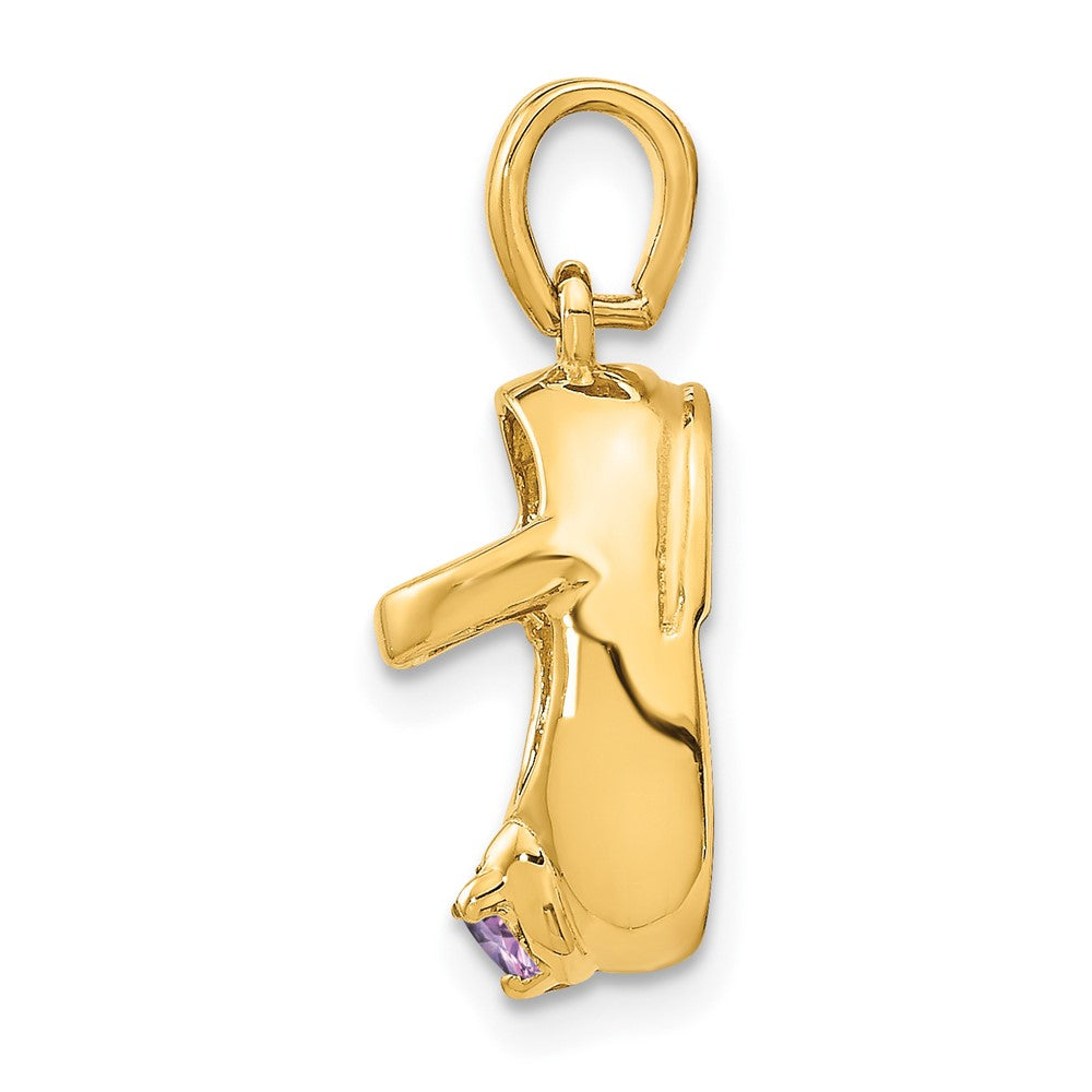 10K 3-D June Synthetic Stone Engraveable Baby Shoe Charm