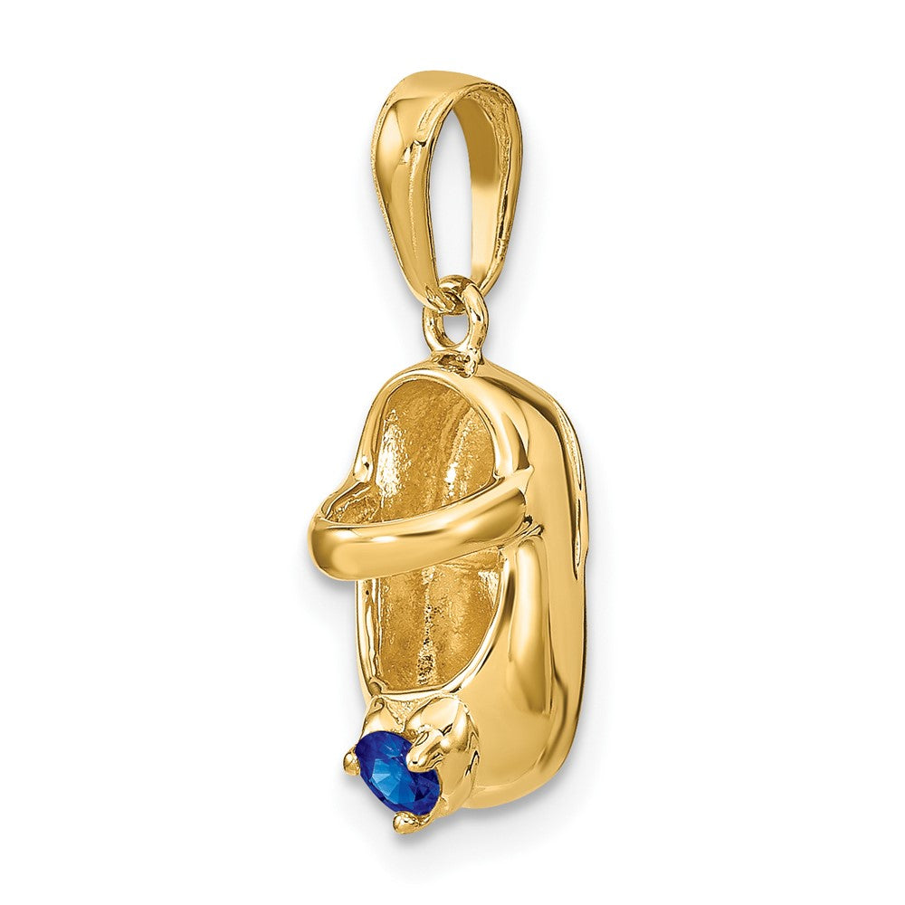10K 3-D September/Synthetic Stone Engraveable Baby Shoe Charm