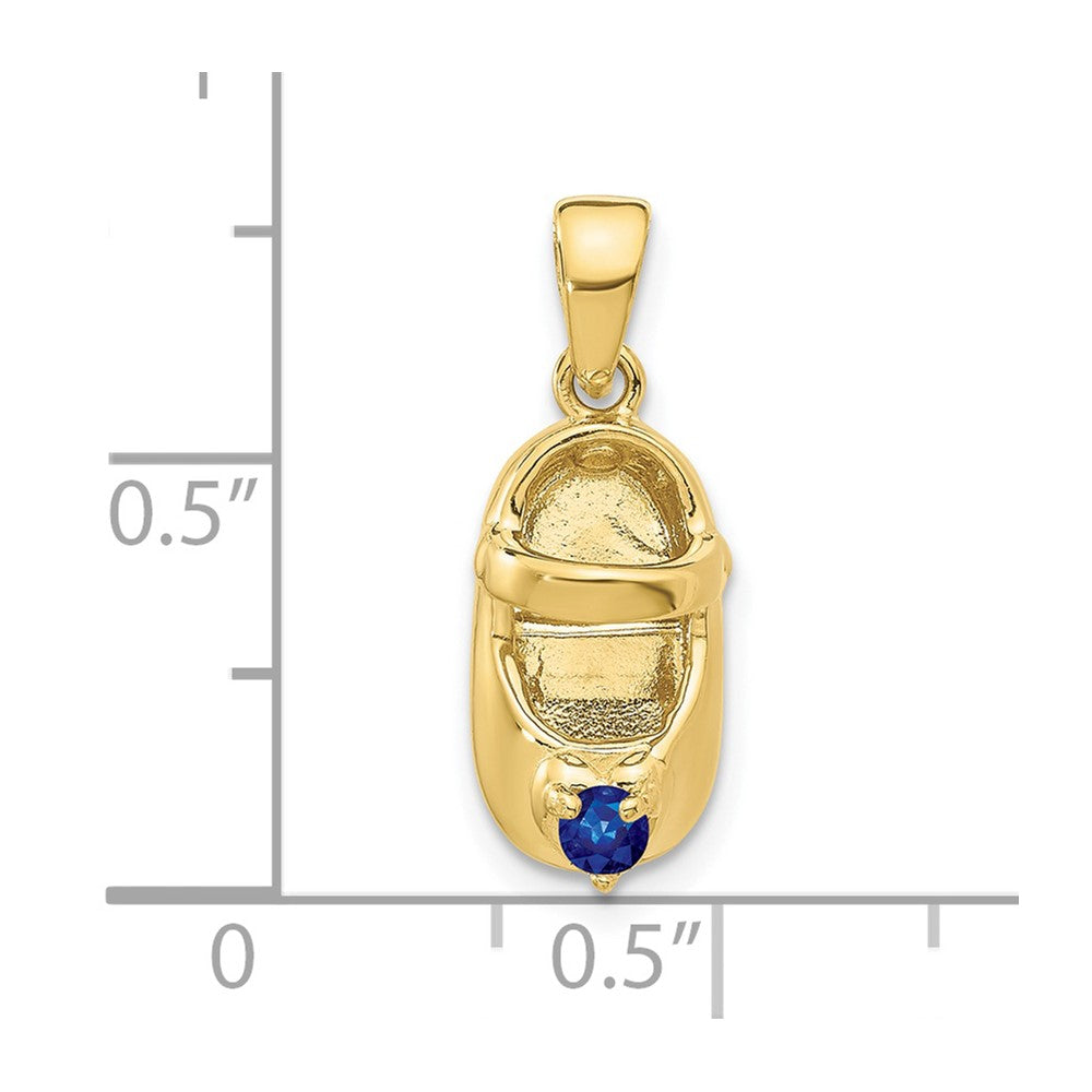 10K 3-D September/Synthetic Stone Engraveable Baby Shoe Charm
