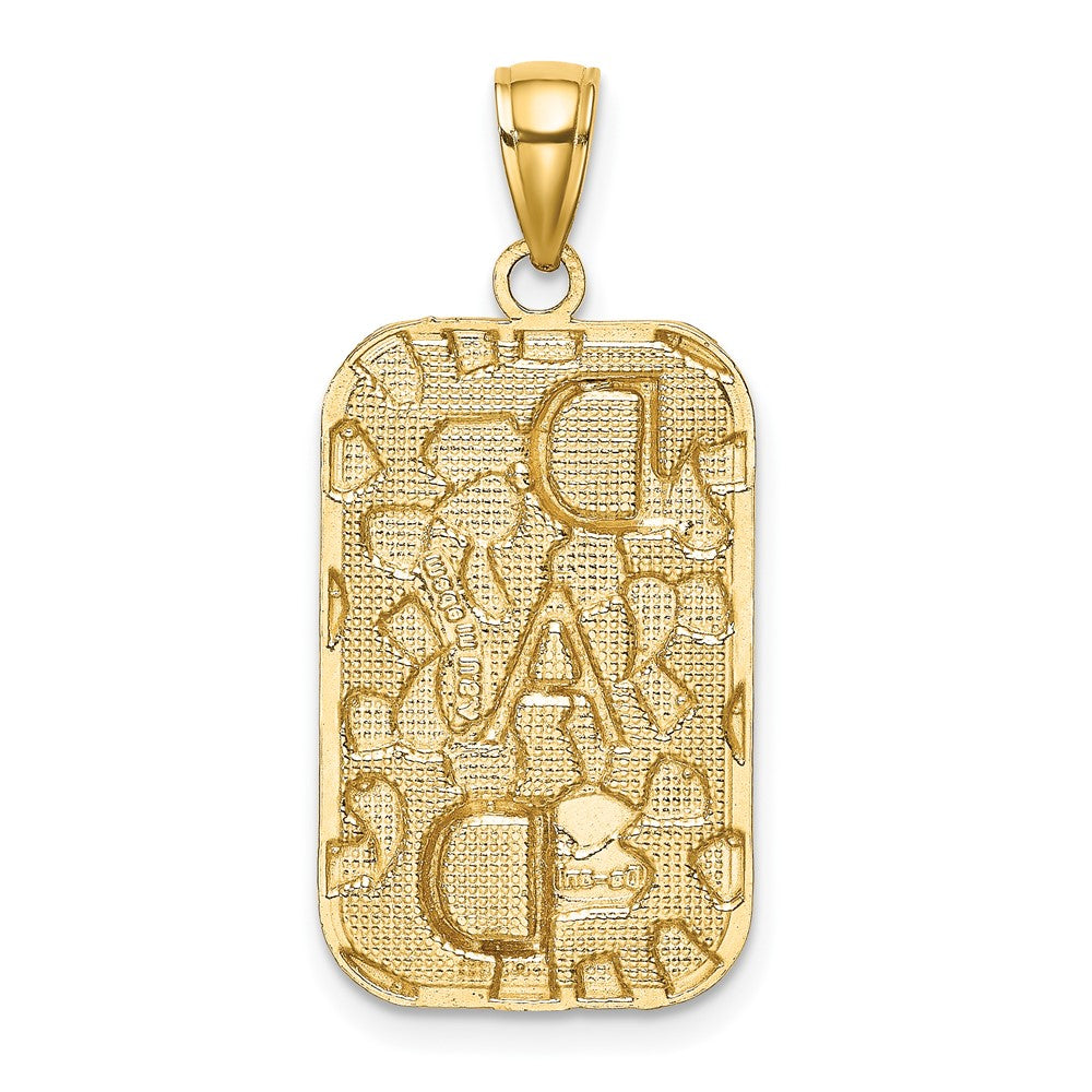 10K DAD Gold Nugget Dog Tag Pendant