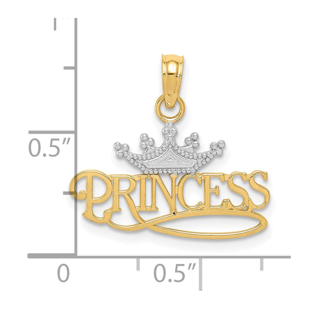 10k w/Rhodium PRINCESS w/White Crown Charm