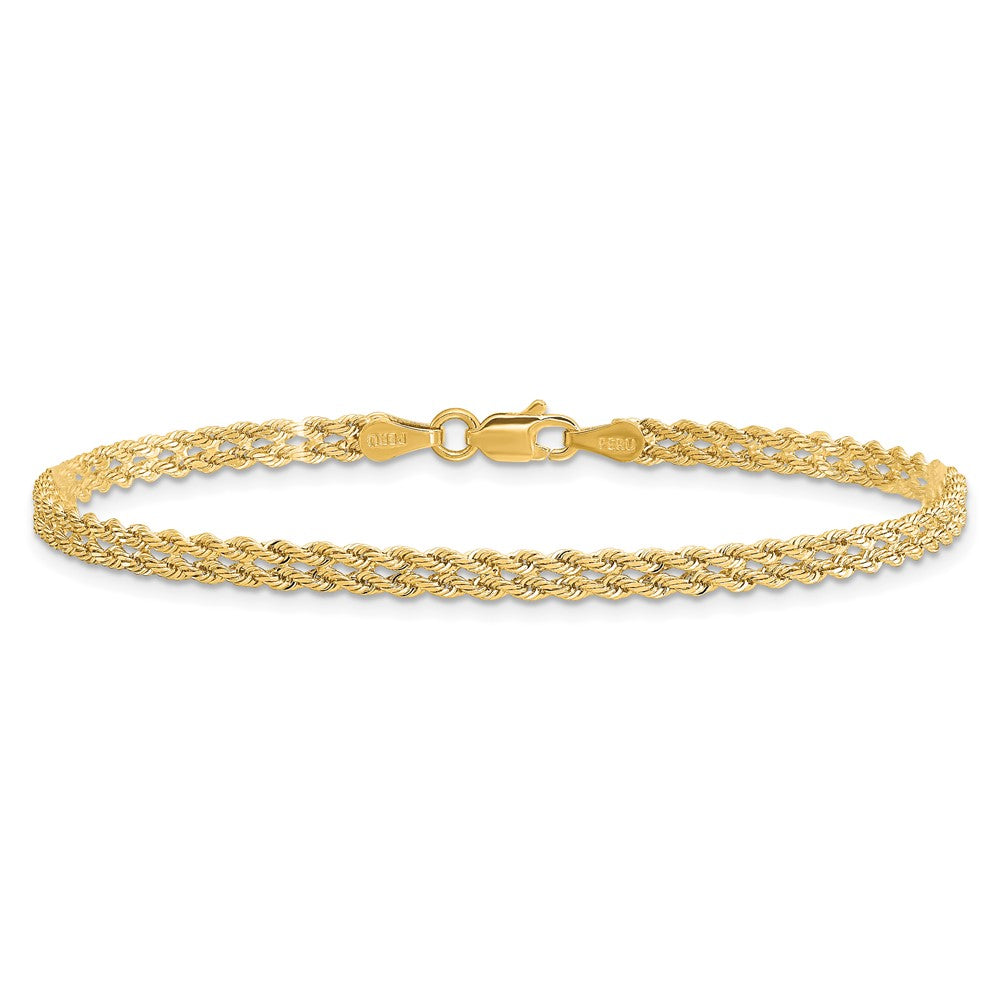 10K 3.0mm Wide Diamond-Cut Double Rope Bracelet