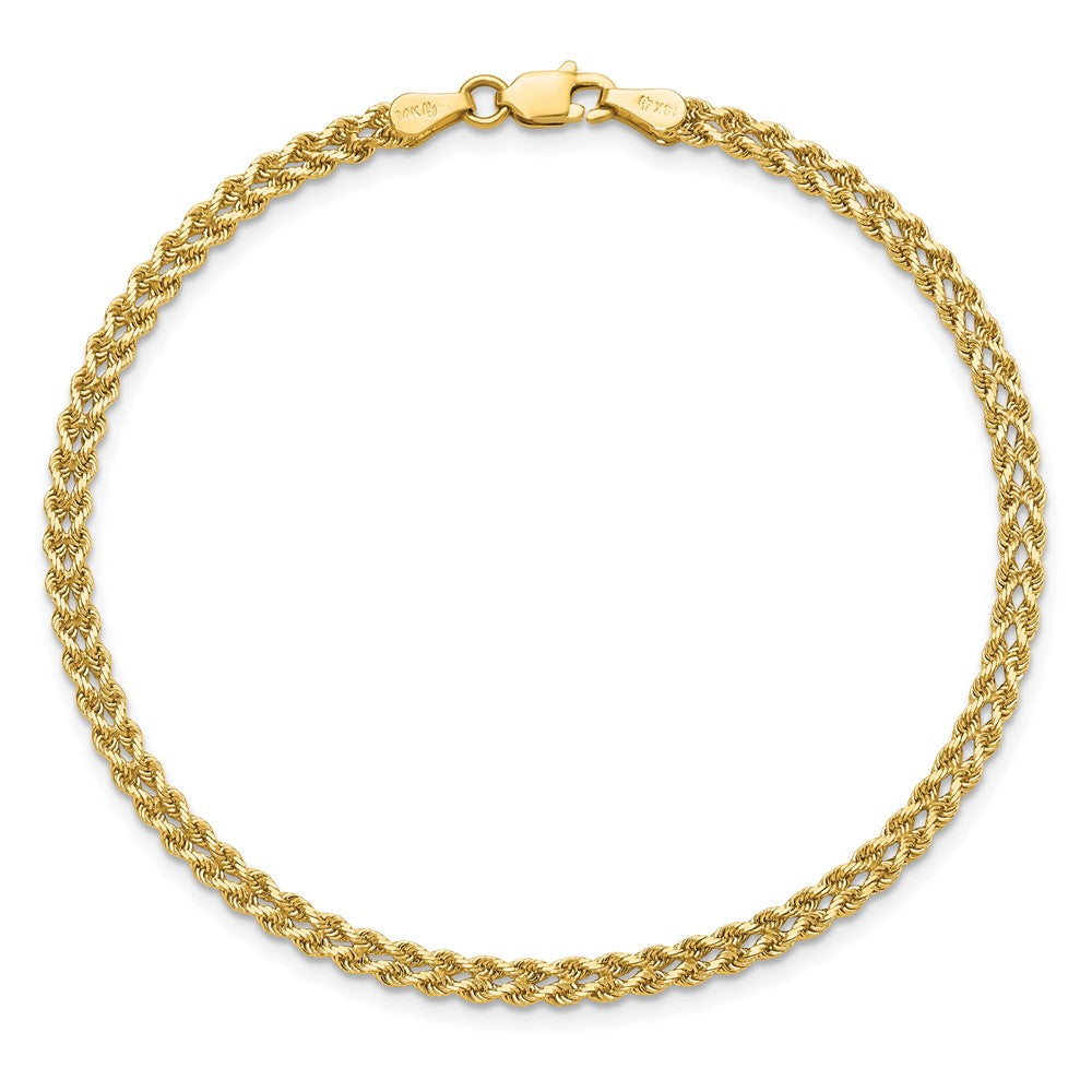 10K 3.0mm Wide Diamond-Cut Double Rope Bracelet