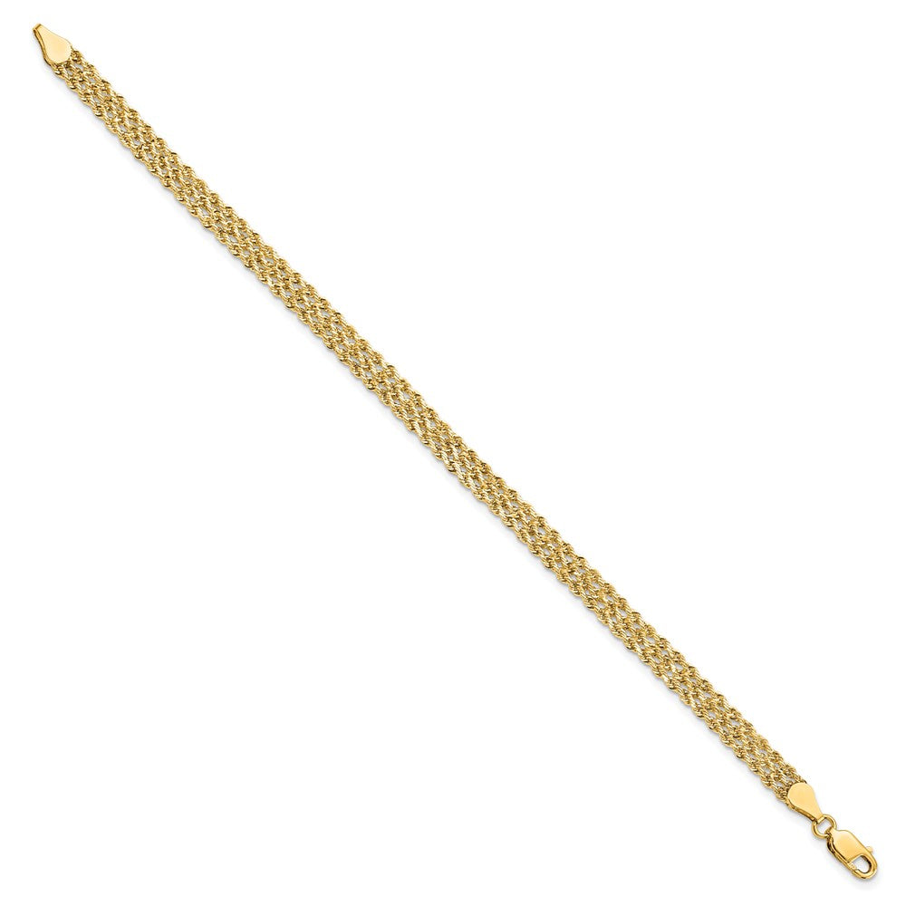 10K 4.5mm Wide Diamond-Cut Triple Rope Bracelet