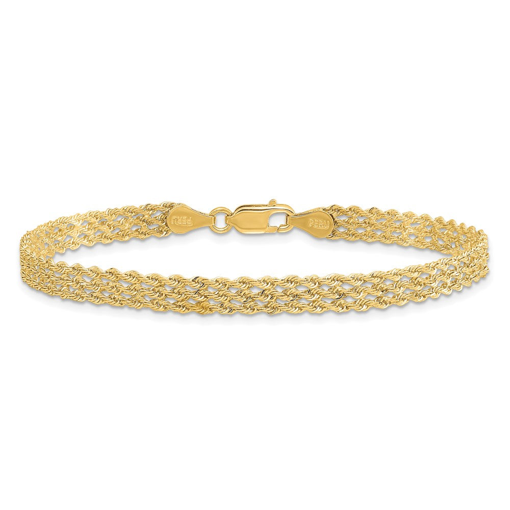 10K 4.5mm Wide Diamond-Cut Triple Rope Bracelet