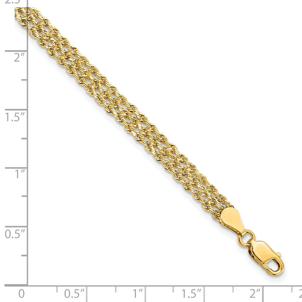 10K 4.5mm Wide Diamond-Cut Triple Rope Bracelet