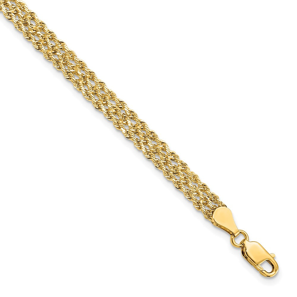10K 4.5mm Wide Diamond-Cut Triple Rope Bracelet