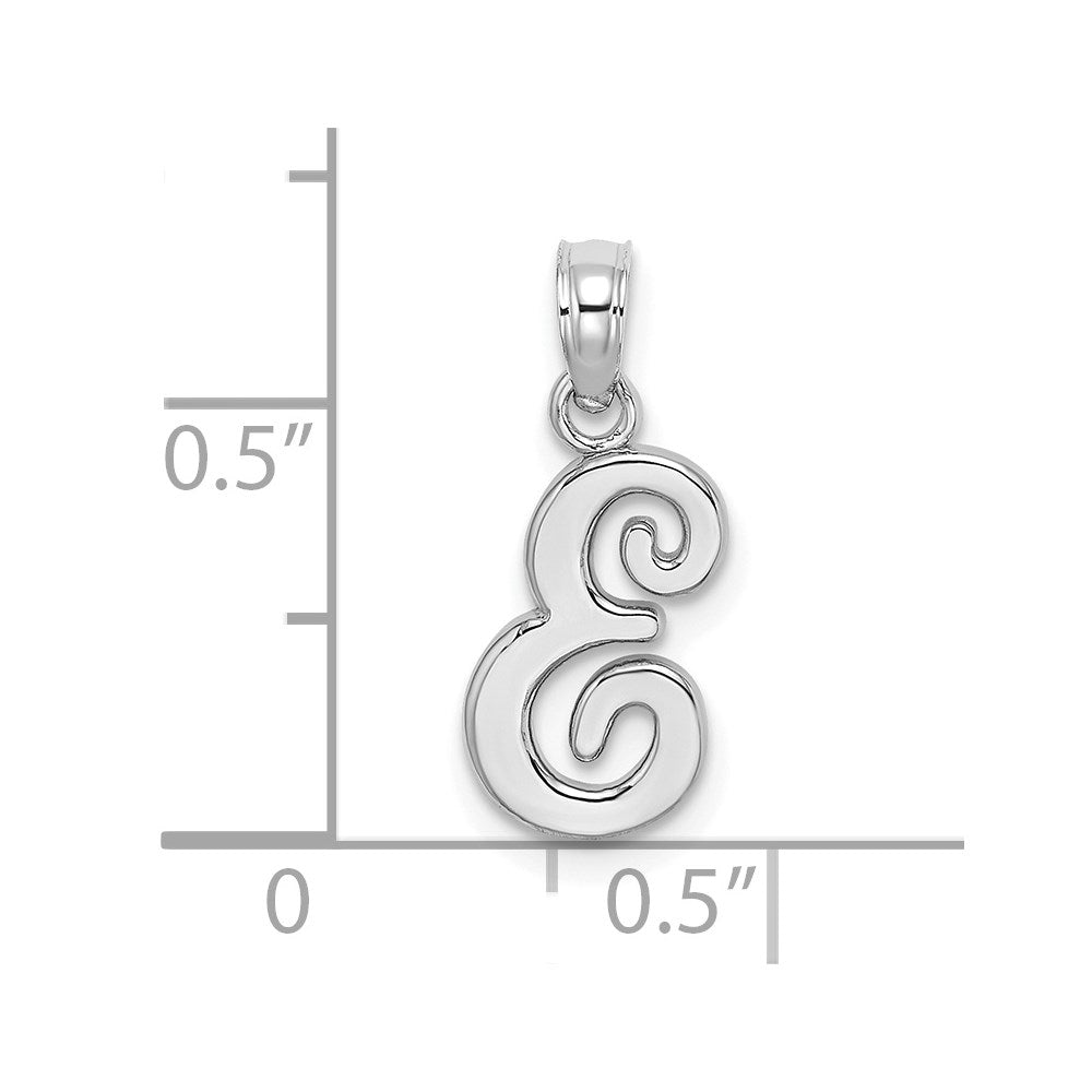 10K White Gold Polished E Script Initial Charm