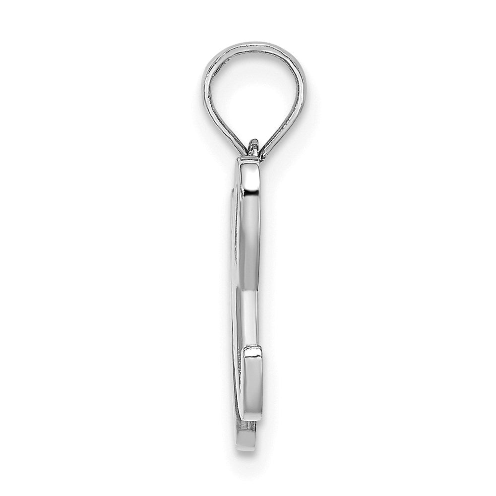 10K White Gold Polished H Script Initial Charm