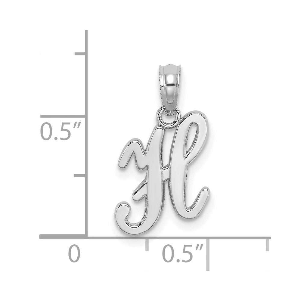 10K White Gold Polished H Script Initial Charm